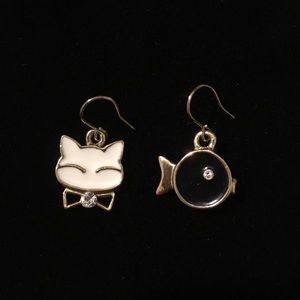 Kitty Cat and Fish earrings